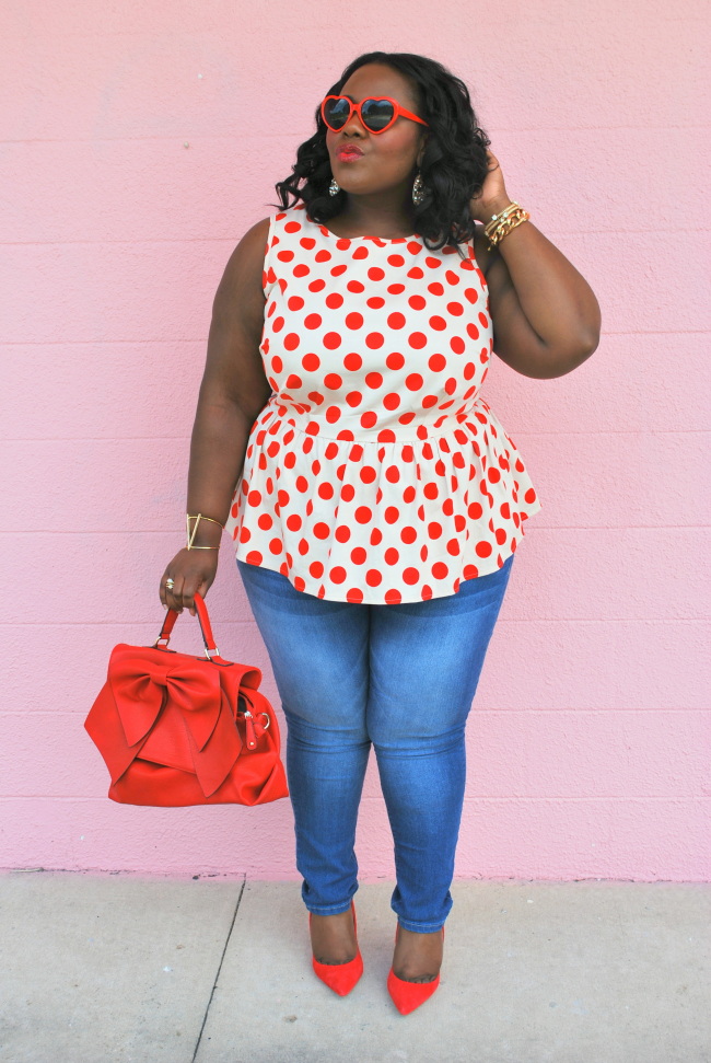Plus Size Fashion, Musings of a Curvy Lady, Polka dots, Casual Chic, 