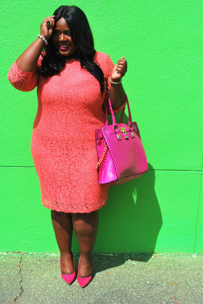 Musings of a Curvy Lady, Ideel, Women's Fashion , Spring Fashion, Spring Dresses, Fashion Blogger, Fashion Blog, Plus Size Fashion, Colored Lace, Lace Dress for Spring, Bold Colors, Bright Colors