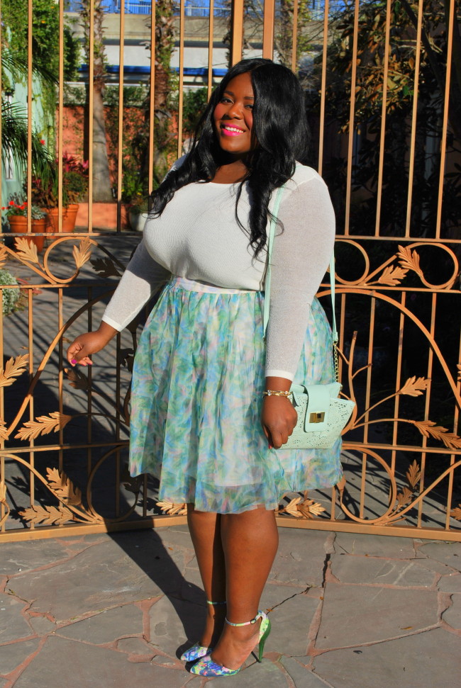 Musings of a Curvy Lady, Plus Size Fashion, Fashion Blogger, PS Blogger, Fashion Blog, Women's Fashion, Spring Fashion, Tulle Skirt, LC Lauren Conrad, Kohl's, Jennifer Lopez Collection, Floral Print, Curvy Style, People Style Watch
