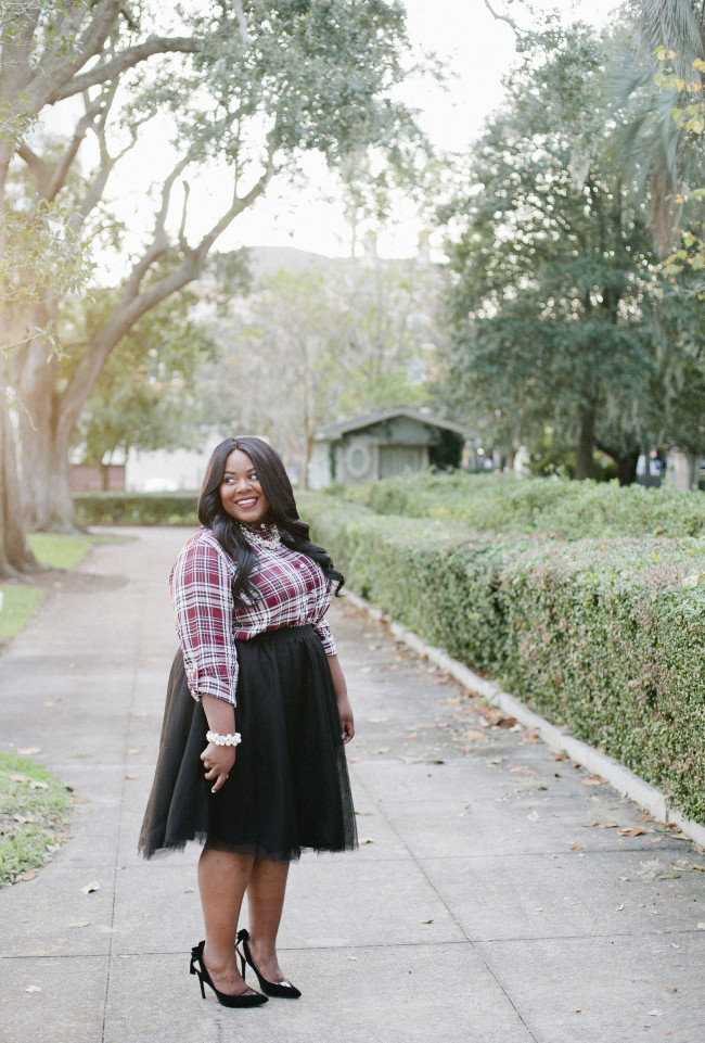 Musings of a Curvy Lady, Plus Size Fashion, Fashion Blogger, Plaid Shirt, Tulle Skirt, Fall Fashion, Charlotte Russe Plus, Charlotte Russe, #DearCharlotte, The Outfit, Style Hunter, #RealOutfitGram, #MCBeautyRoadshow, OOTD