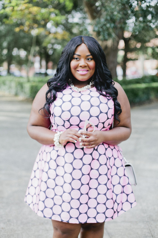 Musings of a Curvy Lady, Plus Size Fashion, Fashion Blogger, Style Hunter, The Outfit, People StyleWatch, Women's Fashion, Simply Be, Fit and Flare, Pink Outfit, Pink Polka Dots, Boden UK, Rebecca Minkoff, #YouGotItRight, #RealOutfitGram, #MCBeautyRoadShow