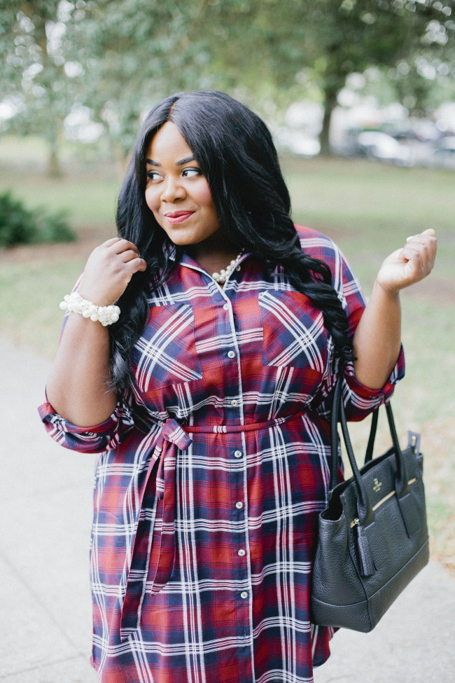 Musings of a Curvy Lady, Plus Size Fashion, Fashion Blogger, Charlotte Russe Plus, Plaid Dress, Shirt Dress, Over The Knee Boots, Lane Bryant, #PLUSisEqual, #REALOutfitGram, #MCBeautyRoadshow