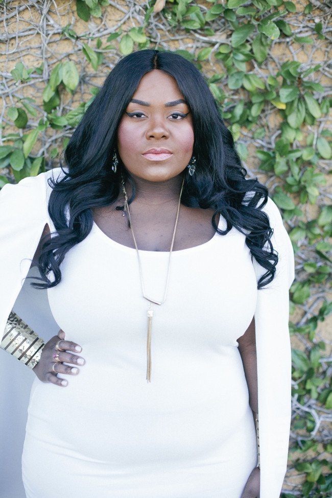 Musings of a Curvy Lady, Plus Size Fashion, Fashion Blogger, All white outfit, Solange Inspired, Cape Dress, Charlotte Russe, Charlotte Russe Plus, Style Hunter, The Outfit, People StyleWatch Magazine, #REALOUTFITGRAM, #YOUGOTITRIGHT, #MCBeautyRoadShow, Solange Knowles, Women's Fashion, Spring Fashion