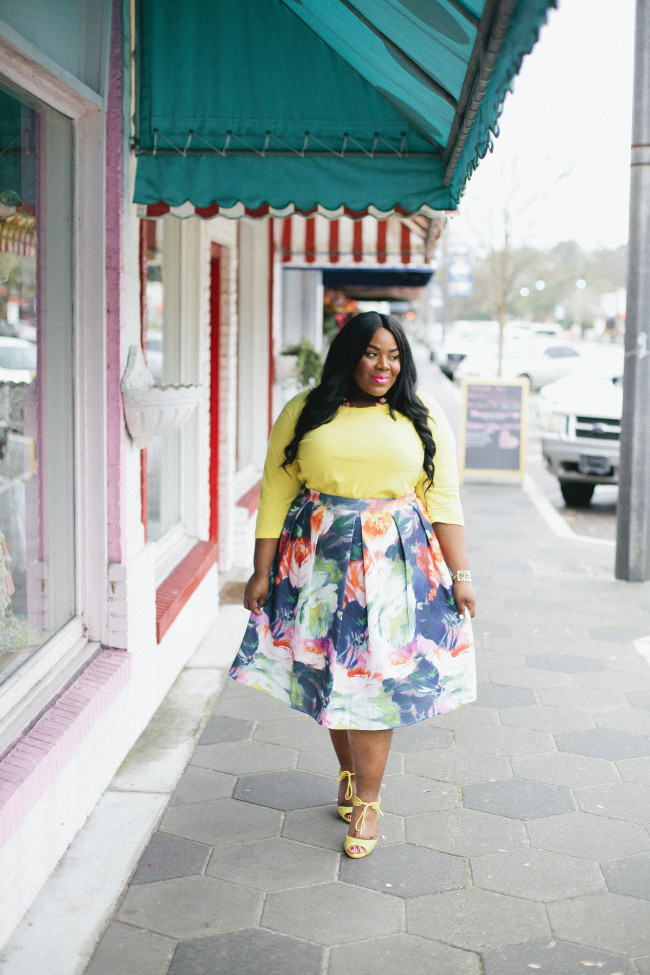 Musings of a Curvy Lady, Plus Size Fashion, Fashion Blogger, Curvy Style, Women's Fashion, Full Beauty, Floral Print Skirt, Spring Fashion, City Chic, Ulla Popken, ShoeDazzle, Simply Be