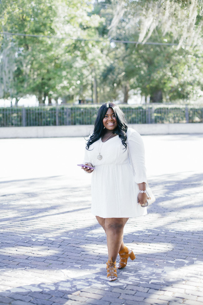 Musings of a Curvy Lady, Plus Size Fashion, Fashion Blogger, Women's Fashion, Charlotte Russe Plus, Spring Fashion, Summer Fashion, Little white dress, gauzy crotchet dress, Style Hunter, The Outfit, #RealOutfitGram, OOTD