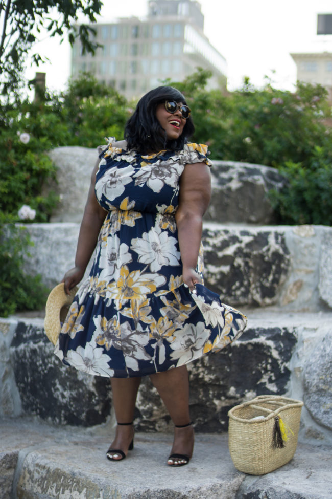 Musings of a Curvy Lady, Plus Size Fashion, Fashion Blogger, Style Blogger, Women's Fashion, Summer Fashion, Off the Shoulder Dress, Floral Print Dress, Brooklyn, New York, Lane Bryant, Target, Nordstrom, Lola Shoetique, StyleWatch Magazine, The Outfit