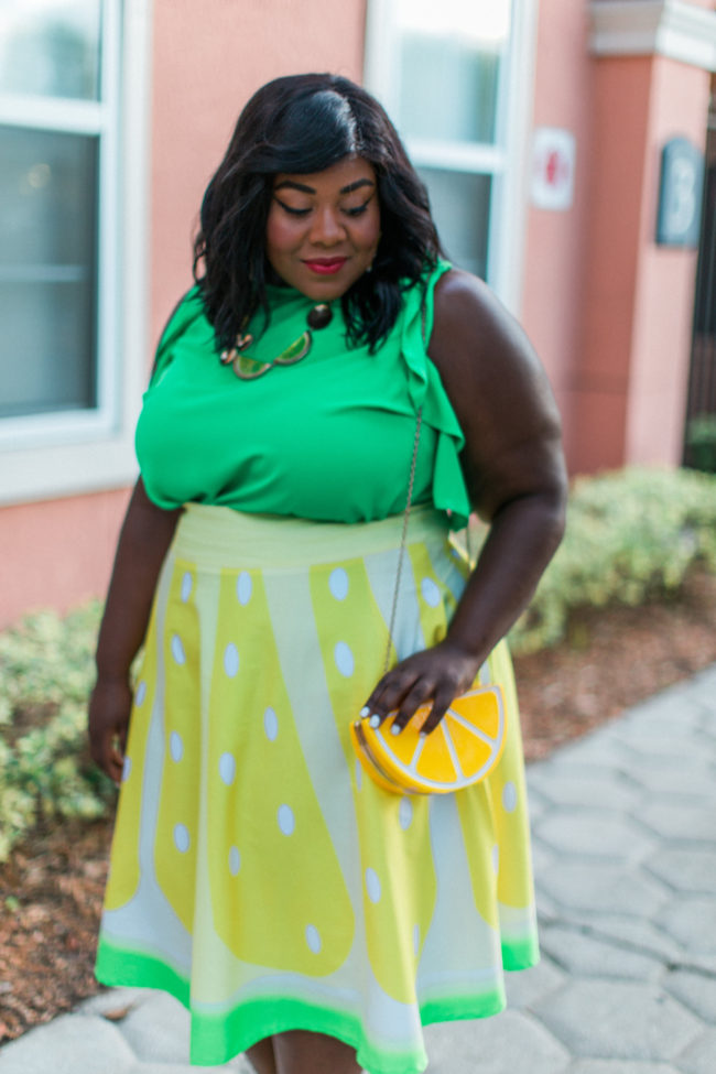 Musings of a Curvy Lady, Plus Size Fashion, Fashion Blogger, Curvy Style, Lemon Skirt, Unique Vintage, Simply Be, Florida, Women's Fashion, OOTD