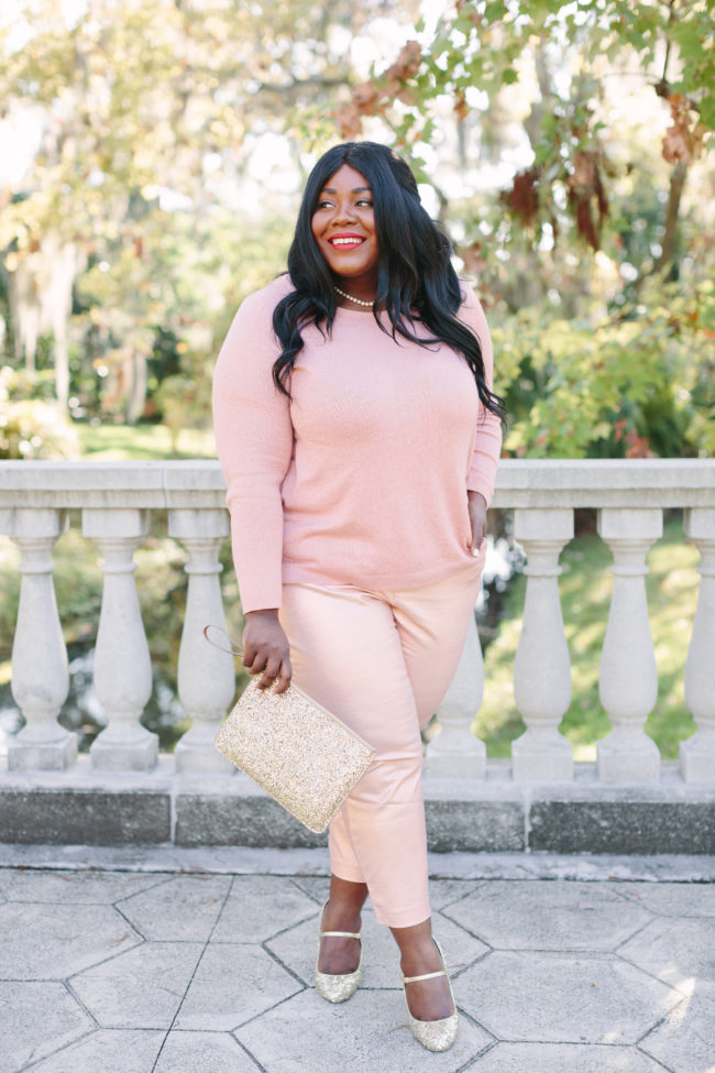 Musings of a Curvy Lady, Plus Size Fashion, Women's Fashion, Old Navy, Winter Outfit Ideas, Blush Monochrome Outfit, Old Navy, Party Outfit, Modest Fashion