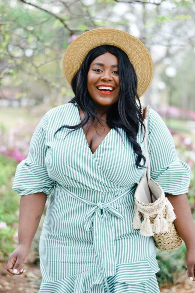 Musings of a Curvy Lady, Plus Size Fashion, Fashion Blogger, River Island, Spring Fashion, Stripe Dress, Straw Hat