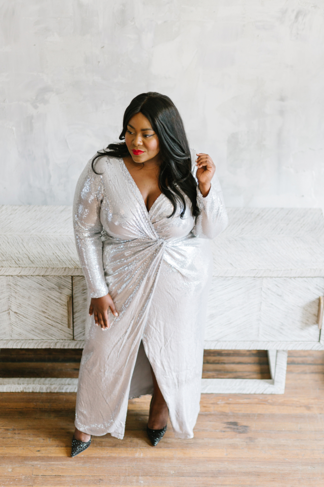 Musings of a Curvy Lady, Jason Wu X Eloquii, Jason Wu, Eloquii, Plus Size Fashion, Holiday Outfit Ideas, Women's Fashion, Special Occasion Dress, Sequin Gown, Old Hollywood Glamour, Glamour, Hollywood, Timeless Fashion, Michelle Obama