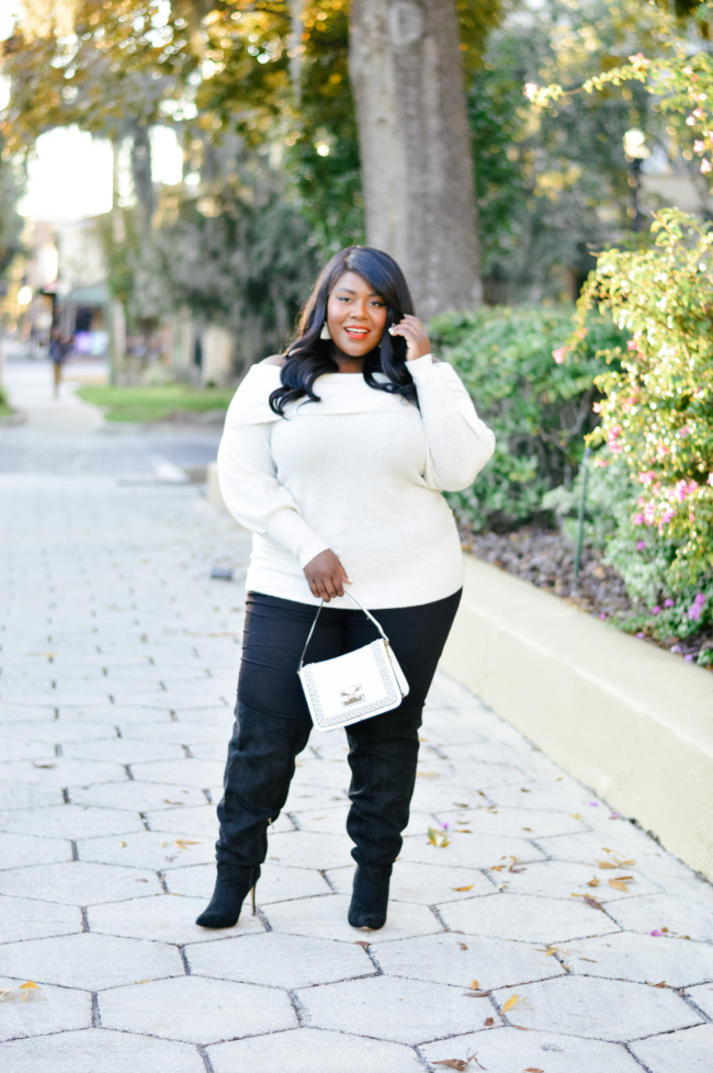 Musings of a Curvy Lady, Plus Size Fashion, Fashion Blogger, Plus Size Fashion Blogger, River Island, River Island Plus, Bardot Sweater, Plus Size Sweater Outfit, Winter Fashion Ideas