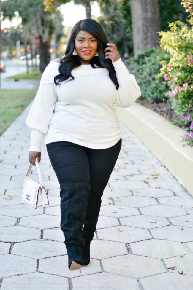 Musings of a Curvy Lady, Plus Size Fashion, Fashion Blogger, Plus Size Fashion Blogger, River Island, River Island Plus, Bardot Sweater, Plus Size Sweater Outfit, Winter Fashion Ideas