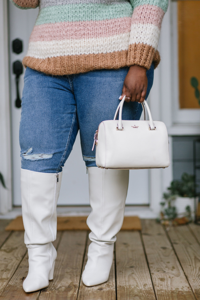 Musings of a Curvy Lady, Plus Size Fashion, Fashion Blogger, River Island, Plus Size Jeans, Wide Calf Boots, Kate Spade, Eloquii, Fall Fashion, Winter Fashion Ideas, Winter OOTD, Casual OOTD