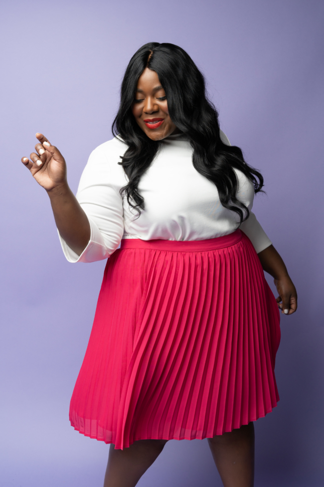 Gibson, Nordstrom, International Women's Day Collection, Pleated Skirt, Plus Size Fashion, Seattle, Pink skirt, Blush skirt, Hot Pink Skirt, Musings of a Curvy Lady