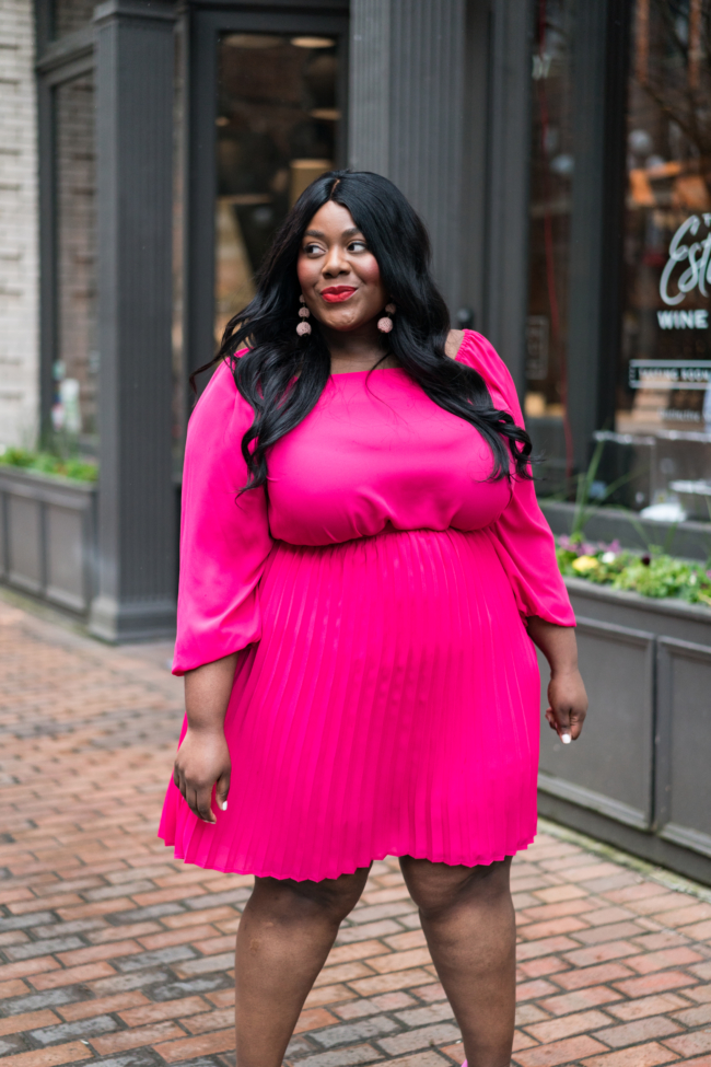 Gibson, Nordstrom, International Women's Day Collection, Pleated Skirt, Plus Size Fashion, Seattle, Pink skirt, Blush skirt, Hot Pink Skirt, Musings of a Curvy Lady