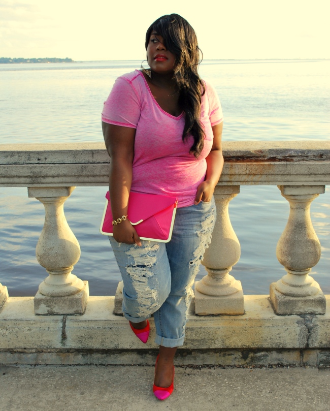 Musings of a Curvy Lady, Plus Size Fashion, Fashion Blogger, Fashion Blog, PS Fashion Blog, Mean Girls, Distressed Boyfriend Jeans, Shoemint, Torrid, On Wednesdays We Wear Pink