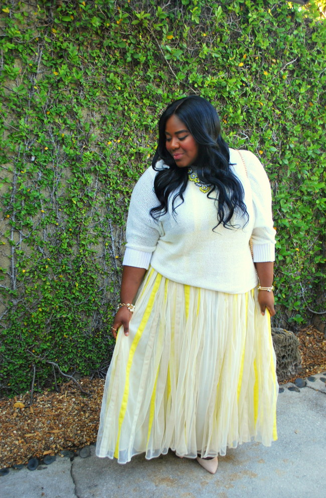 Maxi Skirt, Fashion Blogger, Romantic, Fall Fashion, Musings of a Curvy Lady, Plus Size Blogger, Pleated Skirt, Long Hair, Wavy Hair, cream outfits, women's fashion