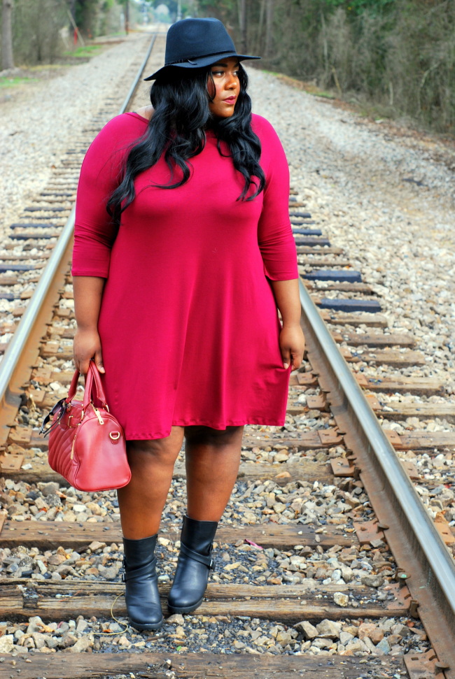 Musings of a Curvy Lady, Fashion Blogger, Plus Size Fashion, Living Doll LA, Swing Dress, marsala, pantone