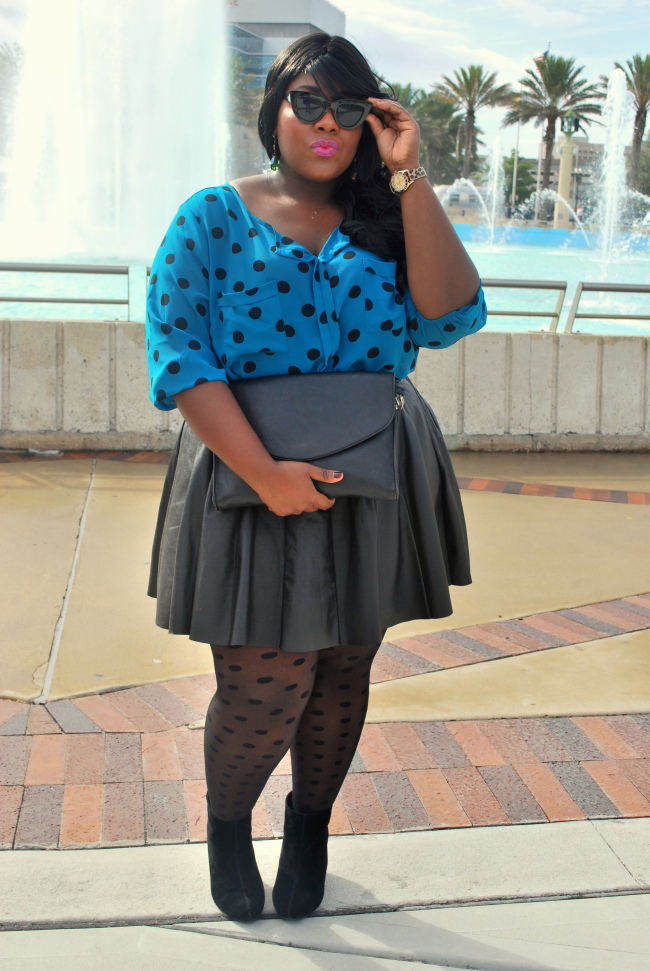 Musings of a Curvy Lady, Polka Dots, Black Friday 2013, Leather Skirt, Plus Size Fashion, Fashion Blogger, Jacksonville, Florida