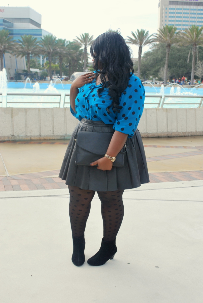 Musings of a Curvy Lady, Polka Dots, Black Friday 2013, Leather Skirt, Plus Size Fashion, Fashion Blogger, Jacksonville, Florida