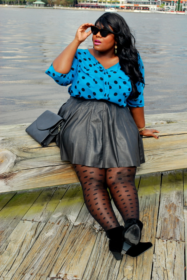 Musings of a Curvy Lady, Polka Dots, Black Friday 2013, Leather Skirt, Plus Size Fashion, Fashion Blogger, Jacksonville, Florida