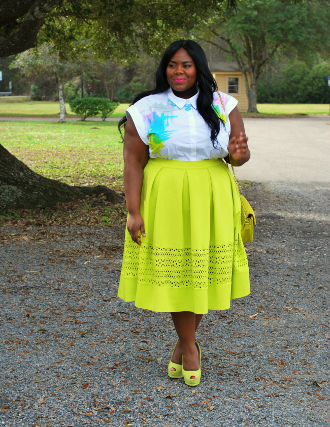 Musings of a Curvy Lady, Plus Size Fashion, Fashion Blogger, Fashion Blog, Women's Fashion, OOTD, ASOS Curve, Eloquii, XOQ, Citron, Midi Skirt