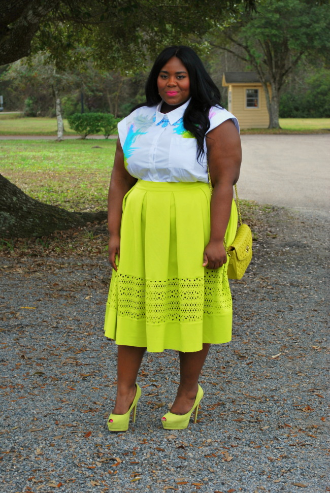 Musings of a Curvy Lady, Plus Size Fashion, Fashion Blogger, Fashion Blog, Women's Fashion, OOTD, ASOS Curve, Eloquii, XOQ, Citron, Midi Skirt