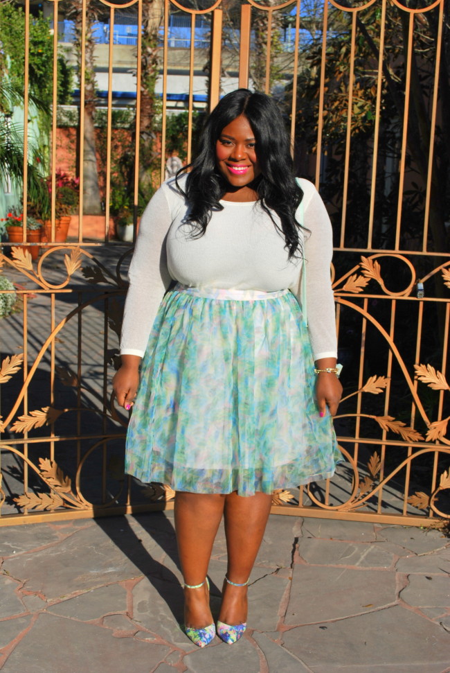 Musings of a Curvy Lady, Plus Size Fashion, Fashion Blogger, PS Blogger, Fashion Blog, Women's Fashion, Spring Fashion, Tulle Skirt, LC Lauren Conrad, Kohl's, Jennifer Lopez Collection, Floral Print, Curvy Style, People Style Watch