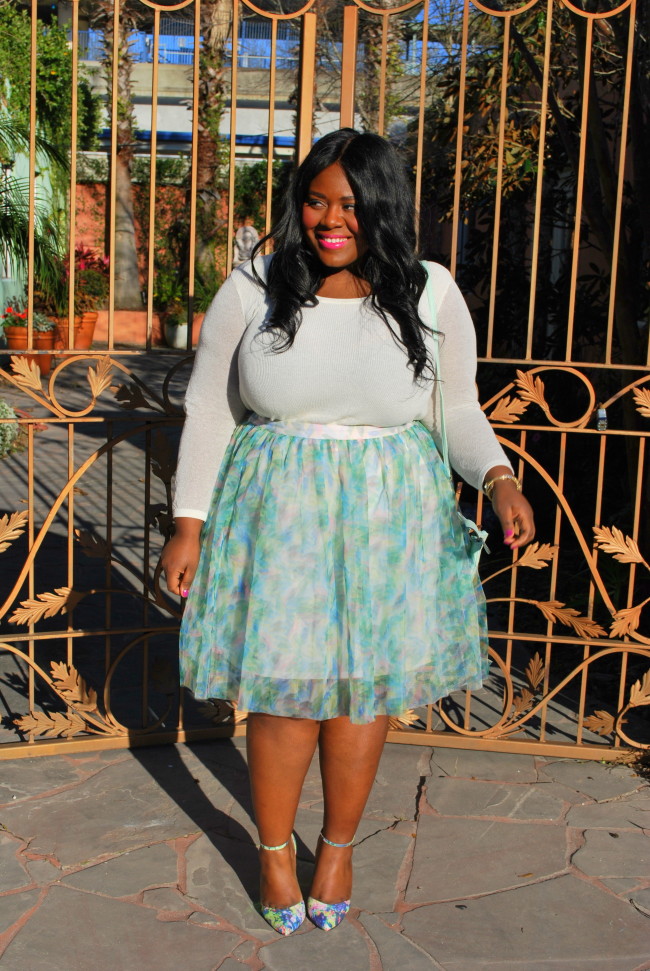 Musings of a Curvy Lady, Plus Size Fashion, Fashion Blogger, PS Blogger, Fashion Blog, Women's Fashion, Spring Fashion, Tulle Skirt, LC Lauren Conrad, Kohl's, Jennifer Lopez Collection, Floral Print, Curvy Style, People Style Watch