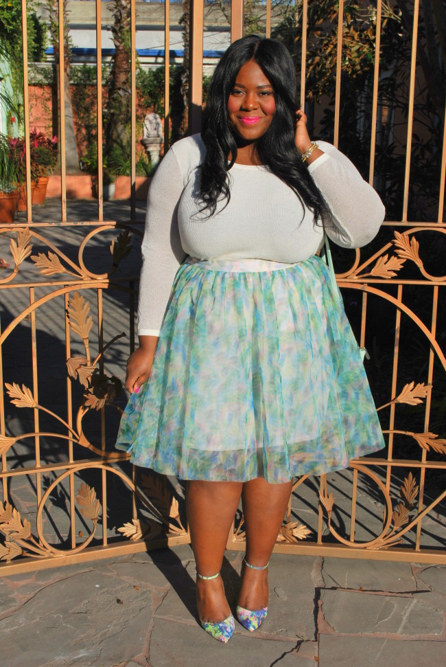 Musings of a Curvy Lady, Plus Size Fashion, Fashion Blogger, PS Blogger, Fashion Blog, Women's Fashion, Spring Fashion, Tulle Skirt, LC Lauren Conrad, Kohl's, Jennifer Lopez Collection, Floral Print, Curvy Style, People Style Watch