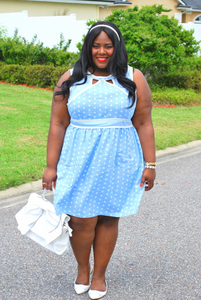 Musings of a Curvy Lady, Plus Size Fashion, Fashion Blogger, Plus Size, Women's Fashion, Polka Dots, Spring Fashion, Spring outfit, Alice in Wonderland, Pink ClubWear, Forever 21, Charming Charlie