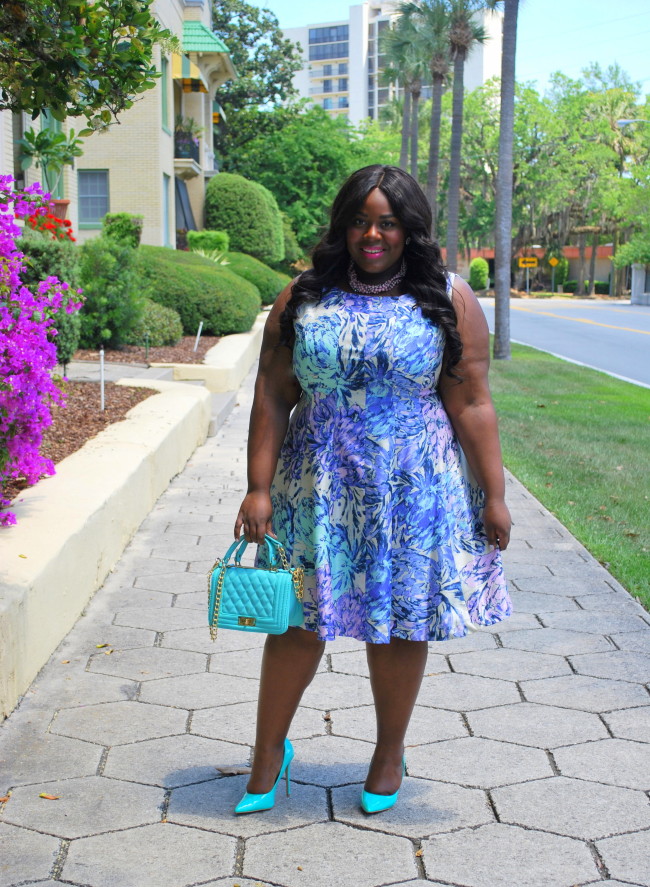 Musings of a Curvy Lady, Ideel, Plus Size Fashion, Fashion Blogger, Printed Dress, Fit and Flare Dress, Jacksonville, Florida, Women's Fashion