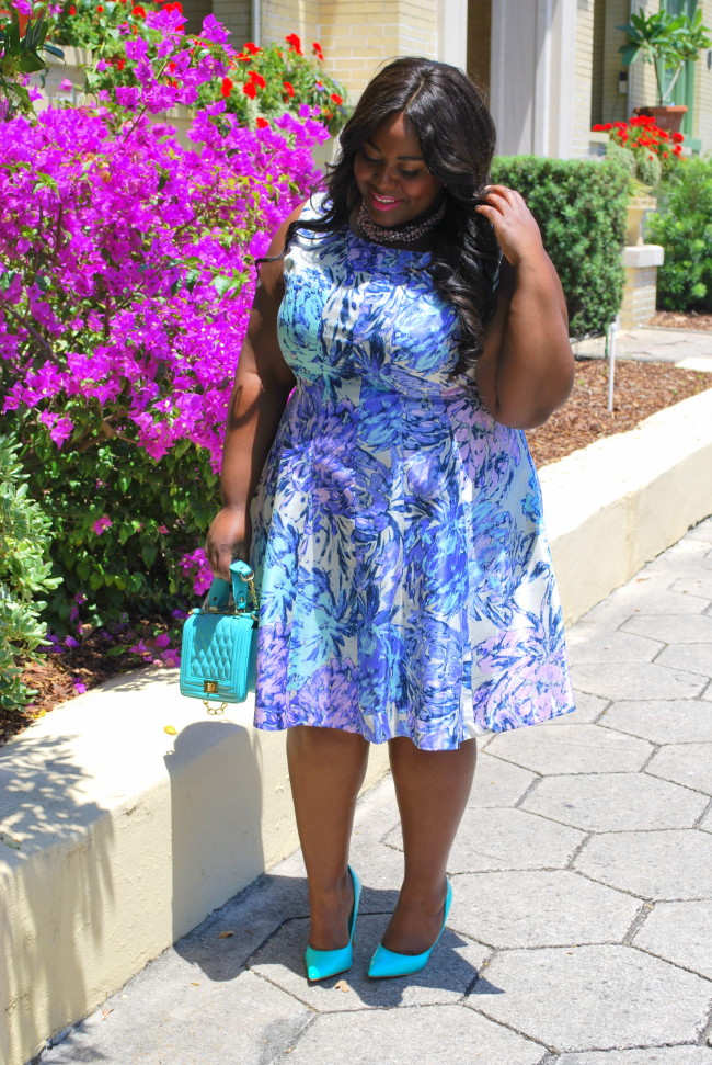 Musings of a Curvy Lady, Ideel, Plus Size Fashion, Fashion Blogger, Printed Dress, Fit and Flare Dress, Jacksonville, Florida, Women's Fashion