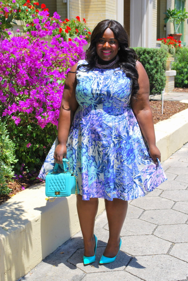 Musings of a Curvy Lady, Ideel, Plus Size Fashion, Fashion Blogger, Printed Dress, Fit and Flare Dress, Jacksonville, Florida, Women's Fashion