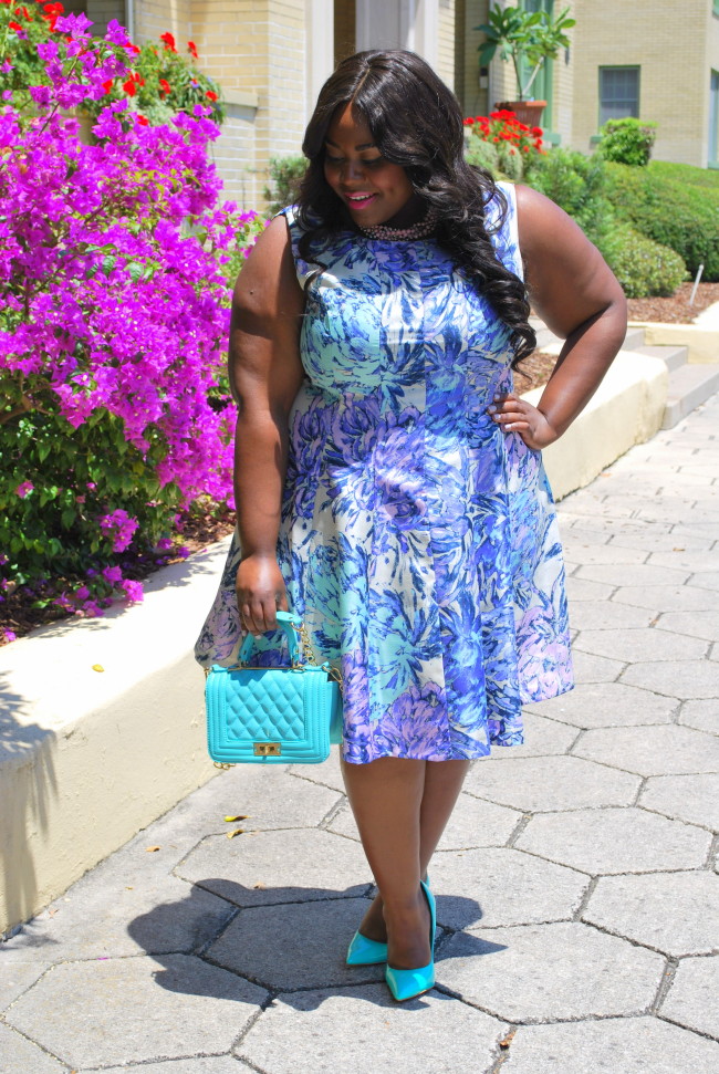 Musings of a Curvy Lady, Ideel, Plus Size Fashion, Fashion Blogger, Printed Dress, Fit and Flare Dress, Jacksonville, Florida, Women's Fashion