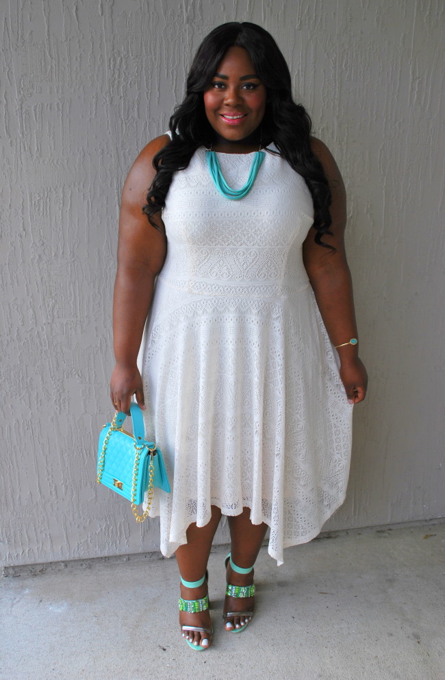 Rethreaded, Jacksonville, Florida, Musings of a Curvy Lady, Plus Size Fashion, Fashion Blogger, London Times Curve, White and Turquoise, BooHoo Official