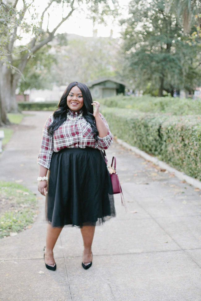 Musings of a Curvy Lady, Plus Size Fashion, Fashion Blogger, Plaid Shirt, Tulle Skirt, Fall Fashion, Charlotte Russe Plus, Charlotte Russe, #DearCharlotte, The Outfit, Style Hunter, #RealOutfitGram, #MCBeautyRoadshow, OOTD