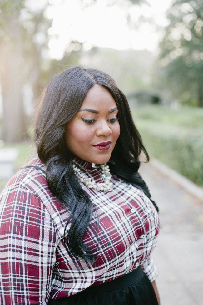 Musings of a Curvy Lady, Plus Size Fashion, Fashion Blogger, Plaid Shirt, Tulle Skirt, Fall Fashion, Charlotte Russe Plus, Charlotte Russe, #DearCharlotte, The Outfit, Style Hunter, #RealOutfitGram, #MCBeautyRoadshow, OOTD