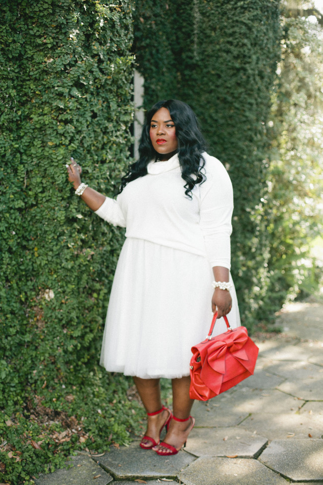 Musings of a Curvy Lady, Plus Size Fashion, Fashion Blogger, All White Outfit, All White Tutu, Charlotte Russe, Charlotte Russe Plus, #CharlotteLook, #StyleHunter, Style Blogger, Winter Outfit, Women's Fashion, #YouGotItRIight, #MCBeautyRoadShow, Fall Fashion