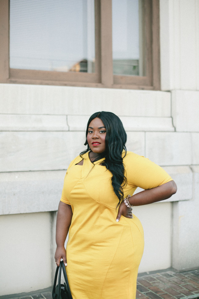 Musings of a Curvy Lady, Plus Size Fashion, Fashion Blogger, Women's Fashion, BodyCon, Fall Fashion, Mustard Colored Dress, Lane Bryant, Style Hunter, #PLUSisEQUAL, #YouGotItRight, #MCBeautyRoadshow, #RealOutfitGram, Fall Fashion, Workwear