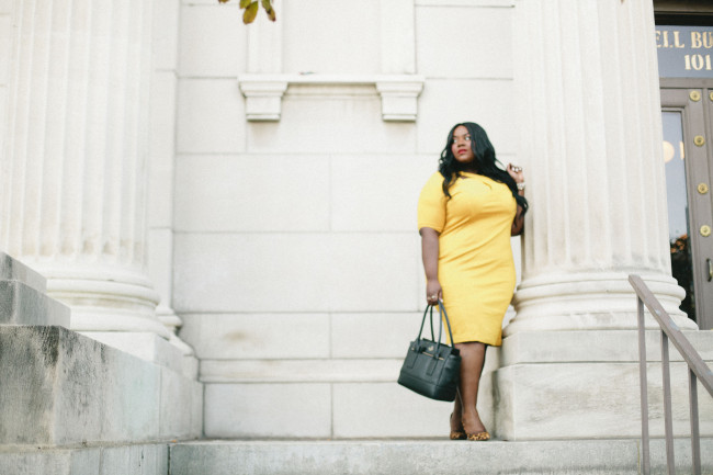 Musings of a Curvy Lady, Plus Size Fashion, Fashion Blogger, Women's Fashion, BodyCon, Fall Fashion, Mustard Colored Dress, Lane Bryant, Style Hunter, #PLUSisEQUAL, #YouGotItRight, #MCBeautyRoadshow, #RealOutfitGram, Fall Fashion, Workwear