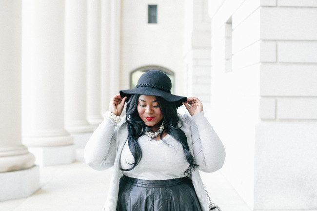 Musings of a Curvy Lady, Plus Size Fashion, Fashion Blogger, Leather Skirt, Over the Knee Boots, Lane Bryant, Knits, Women's Fashion, Grey and Black Outfit, Fall Fashion, Winter Fashion, Rebecca Minkoff, ASOS, Torrid, #PlusIsEqual, Style Hunter, #RealOutfitGram, #YouGotItRight, #MCBeautyRoadshow, The Outfit