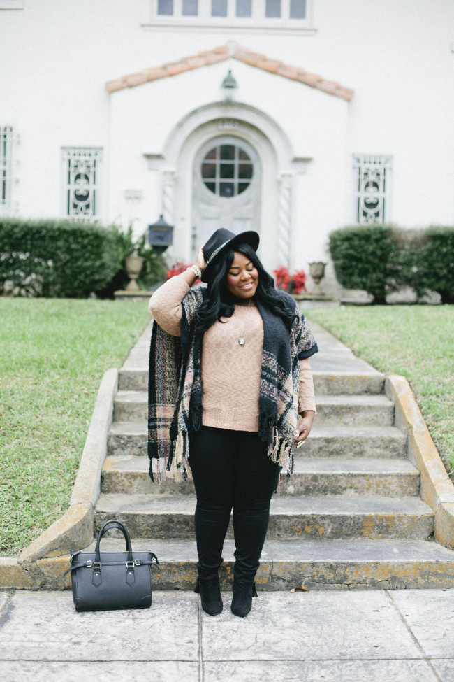 Musings of a Curvy Lady, Women's Fashion, Plus Size Fashion, Fashion Blogger, Charlotte Russe, Charlotte Russe Plus, Winter Fashion, Poncho, Outfit, Winter Outfit, Plaid Scarf, Style Hunter, #REALOUTFITGRAM, #MCBeautyRoadShow