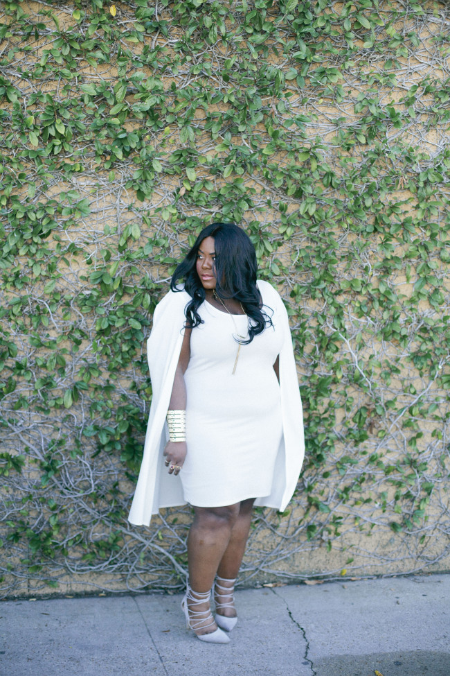 Musings of a Curvy Lady, Plus Size Fashion, Fashion Blogger, All white outfit, Solange Inspired, Cape Dress, Charlotte Russe, Charlotte Russe Plus, Style Hunter, The Outfit, People StyleWatch Magazine, #REALOUTFITGRAM, #YOUGOTITRIGHT, #MCBeautyRoadShow, Solange Knowles, Women's Fashion, Spring Fashion