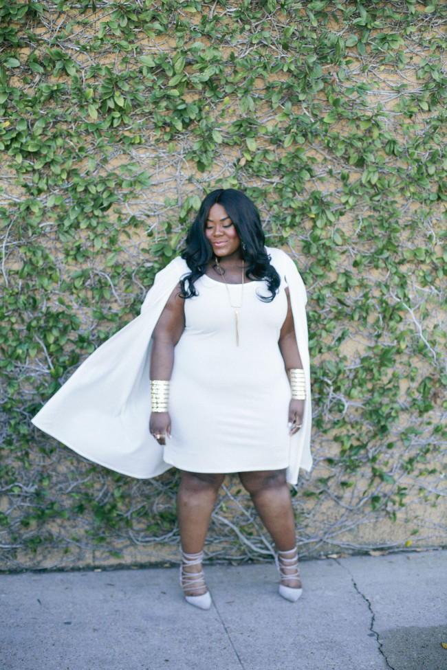 Musings of a Curvy Lady, Plus Size Fashion, Fashion Blogger, All white outfit, Solange Inspired, Cape Dress, Charlotte Russe, Charlotte Russe Plus, Style Hunter, The Outfit, People StyleWatch Magazine, #REALOUTFITGRAM, #YOUGOTITRIGHT, #MCBeautyRoadShow, Solange Knowles, Women's Fashion, Spring Fashion