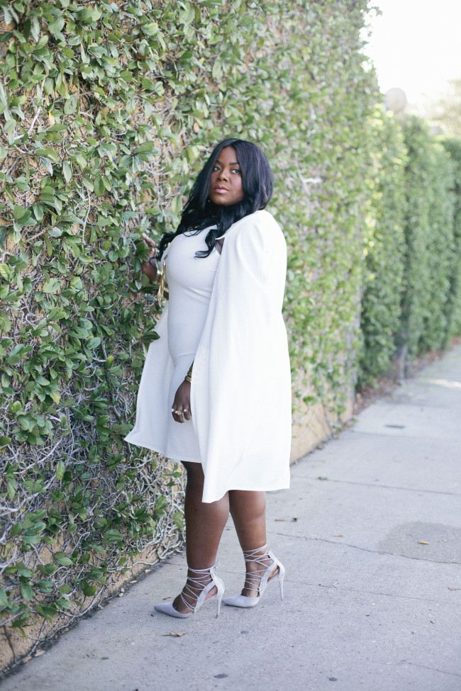 Musings of a Curvy Lady, Plus Size Fashion, Fashion Blogger, All white outfit, Solange Inspired, Cape Dress, Charlotte Russe, Charlotte Russe Plus, Style Hunter, The Outfit, People StyleWatch Magazine, #REALOUTFITGRAM, #YOUGOTITRIGHT, #MCBeautyRoadShow, Solange Knowles, Women's Fashion, Spring Fashion