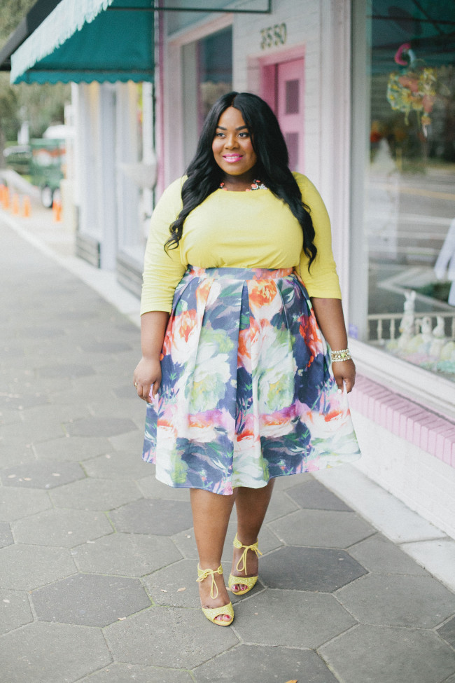 Musings of a Curvy Lady, Plus Size Fashion, Fashion Blogger, Curvy Style, Women's Fashion, Full Beauty, Floral Print Skirt, Spring Fashion, City Chic, Ulla Popken, ShoeDazzle, Simply Be