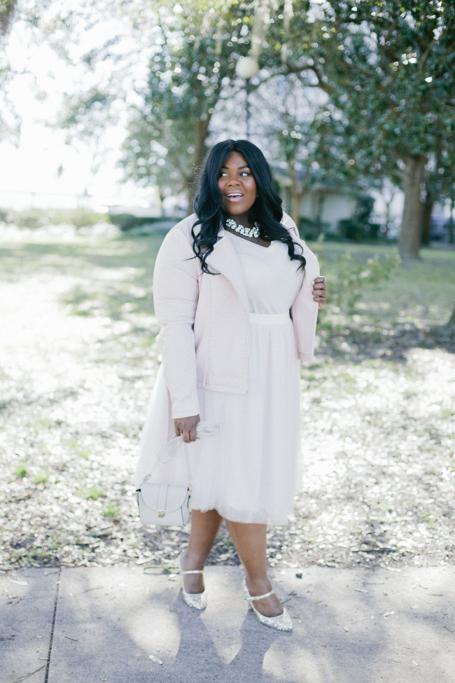 Musings of a Curvy Lady, Plus Size Fashion, Fashion Blogger, Style Blogger, Street Style, Pink TuTu, Bauble Necklace, Statement Necklace, Plain T Shirt and Skirt, Kate Spade, Sequined Mary Janes, The Outfit, Style Hunter, #RealOutfitGram
