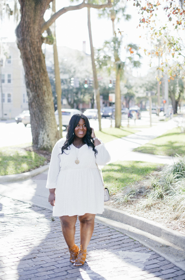 Musings of a Curvy Lady, Plus Size Fashion, Fashion Blogger, Women's Fashion, Charlotte Russe Plus, Spring Fashion, Summer Fashion, Little white dress, gauzy crotchet dress, Style Hunter, The Outfit, #RealOutfitGram, OOTD