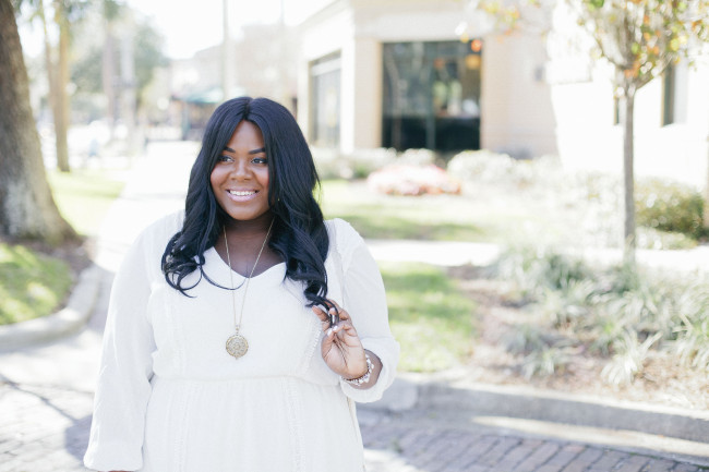 Musings of a Curvy Lady, Plus Size Fashion, Fashion Blogger, Women's Fashion, Charlotte Russe Plus, Spring Fashion, Summer Fashion, Little white dress, gauzy crotchet dress, Style Hunter, The Outfit, #RealOutfitGram, OOTD